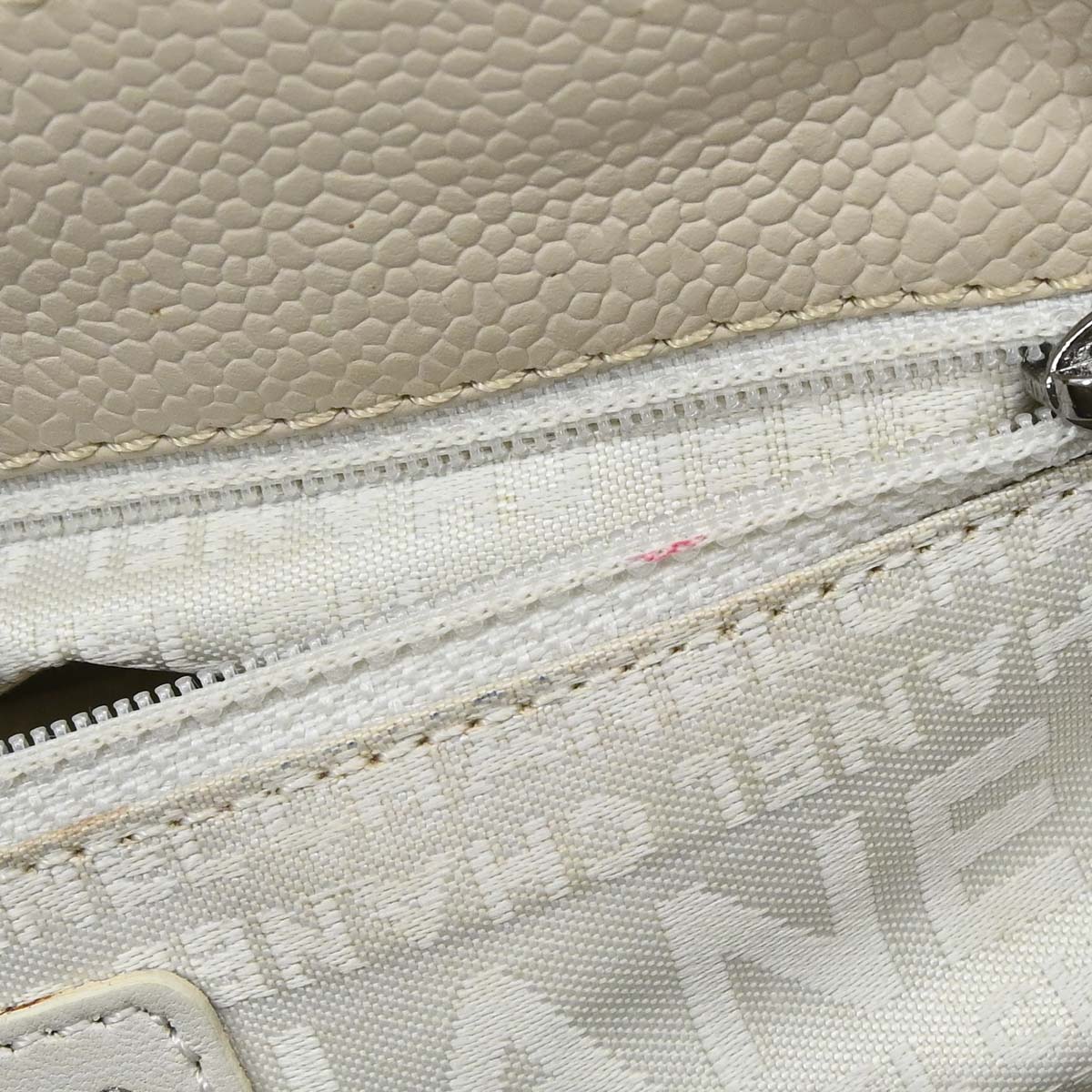 Chanel Ivory Caviar Skin Mademoiselle Lock Handbag