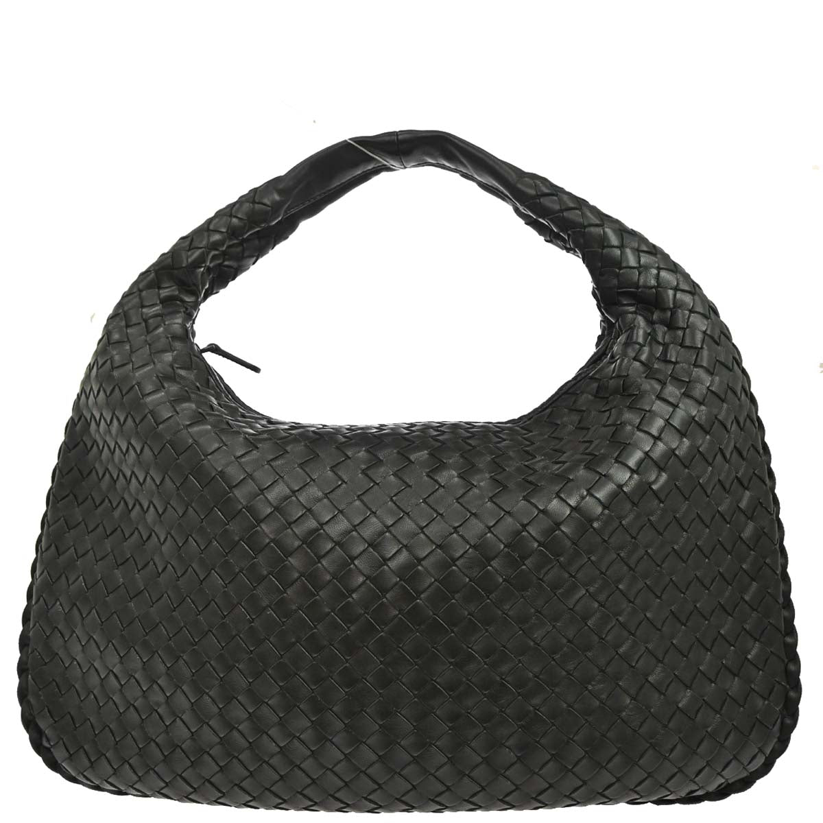 Bottega Veneta Black Lambskin Intrecciato Hobo Handbag