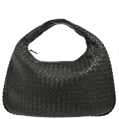 Bottega Veneta Black Lambskin Intrecciato Hobo Handbag