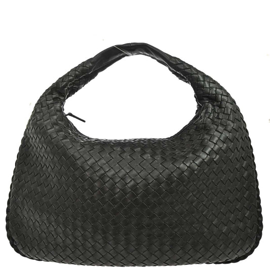 Bottega Veneta Black Lambskin Intrecciato Hobo Handbag