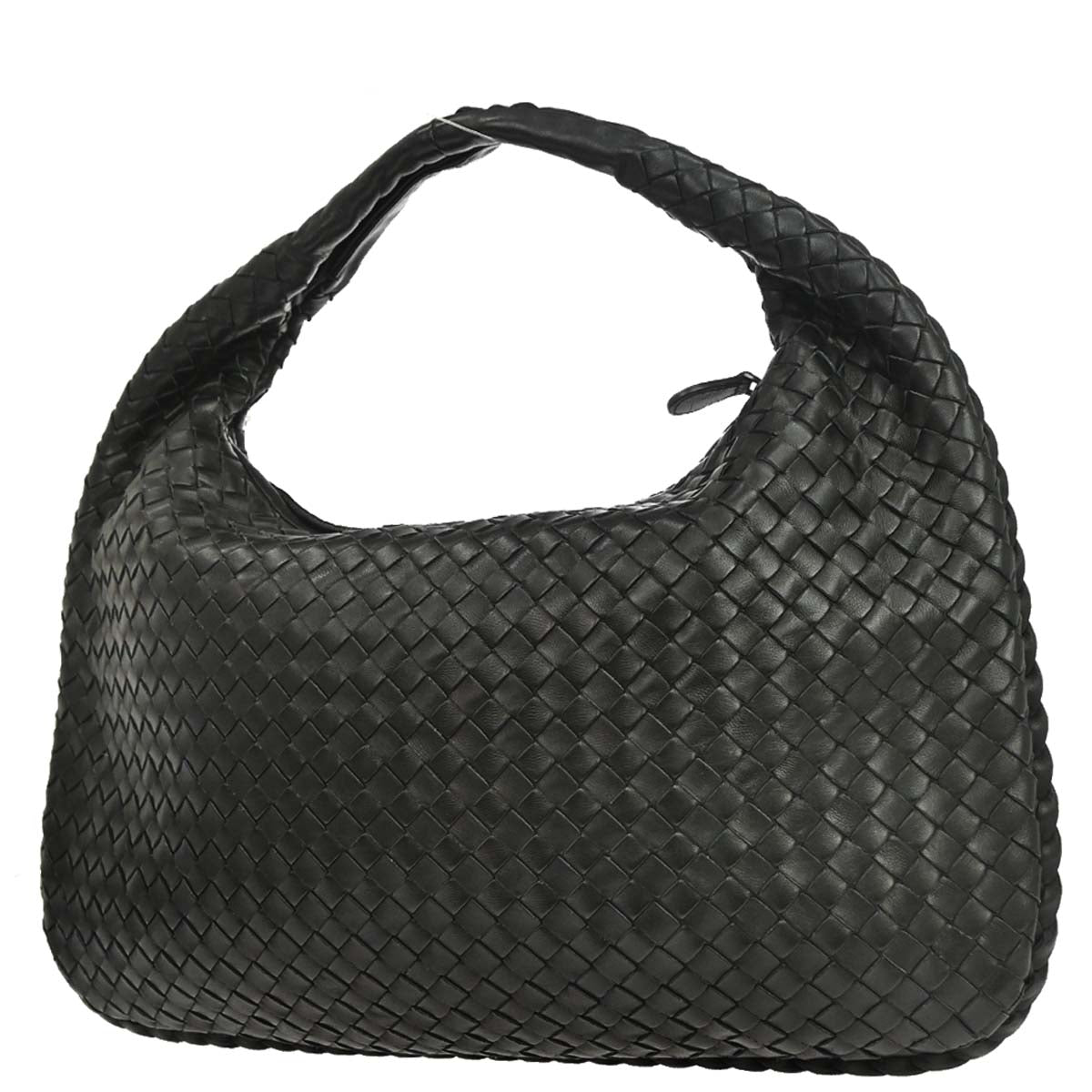 Bottega Veneta Black Lambskin Intrecciato Hobo Handbag