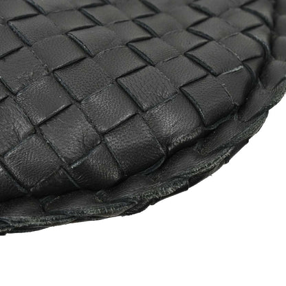 Bottega Veneta Black Lambskin Intrecciato Hobo Handbag