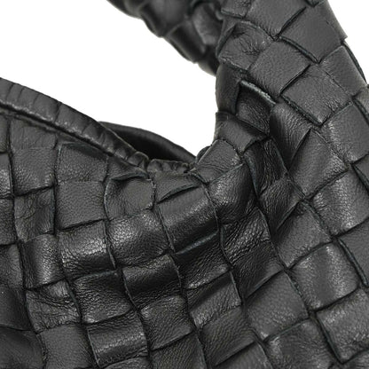 Bottega Veneta Black Lambskin Intrecciato Hobo Handbag