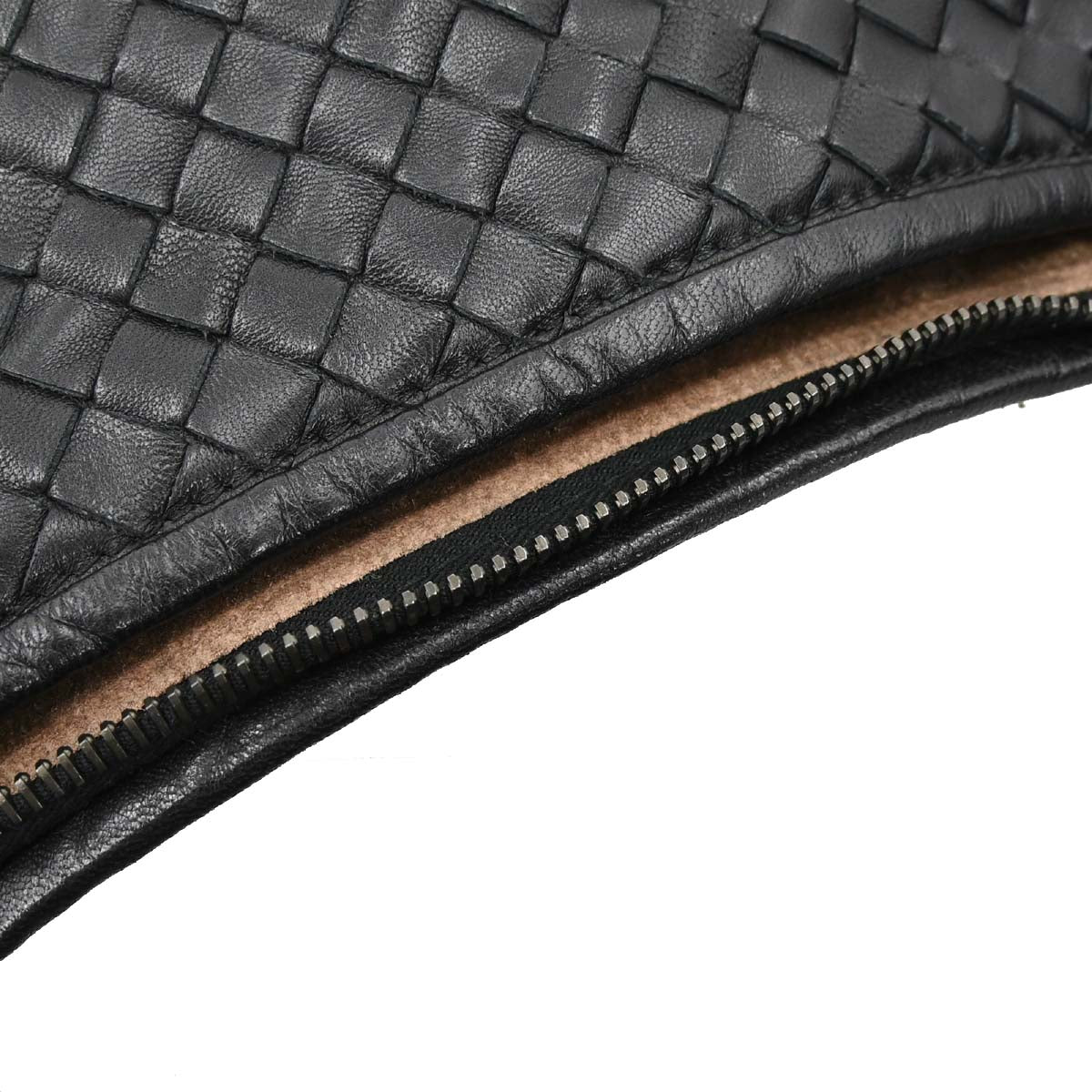 Bottega Veneta Black Lambskin Intrecciato Hobo Handbag