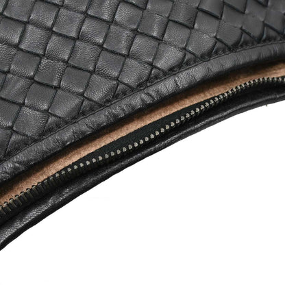 Bottega Veneta Black Lambskin Intrecciato Hobo Handbag