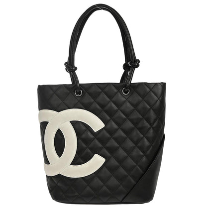 Chanel 2003-2004 Black Calfskin Cambon Ligne Tote Handbag