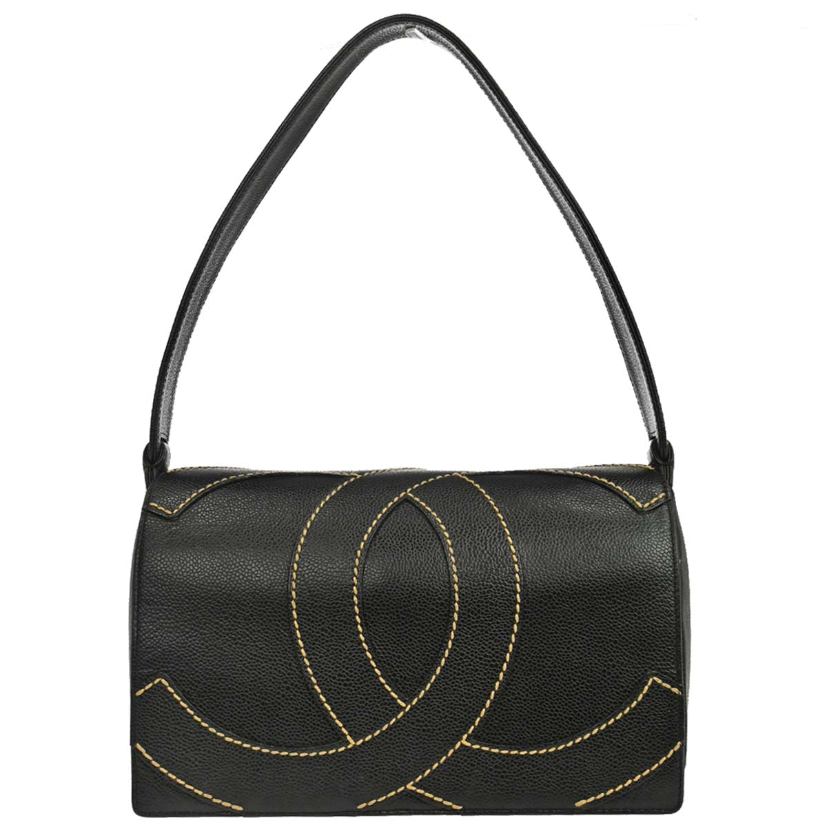 Chanel 2005-2006 Black Caviar Skin Wild Stitch Handbag