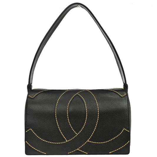 Chanel 2005-2006 Black Caviar Skin Wild Stitch Handbag