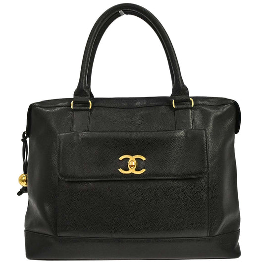 Chanel 1994-1996 Black Caviar Skin Handbag