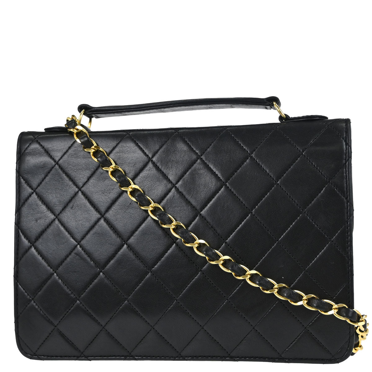 Chanel Black Lambskin Double Turnlock 2way Shoulder Handbag