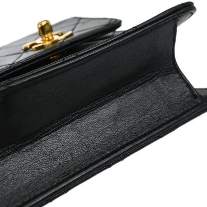 Chanel Black Lambskin Double Turnlock 2way Shoulder Handbag