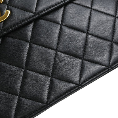 Chanel Black Lambskin Double Turnlock 2way Shoulder Handbag