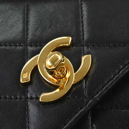 Chanel Black Lambskin Double Turnlock 2way Shoulder Handbag