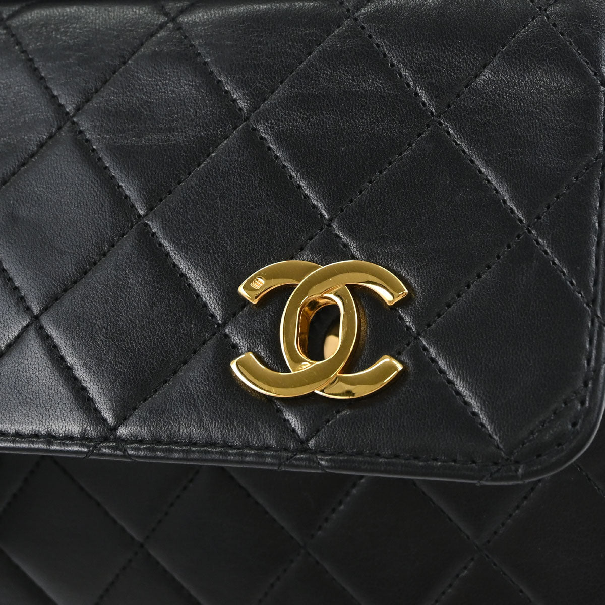 Chanel Black Lambskin Double Turnlock 2way Shoulder Handbag