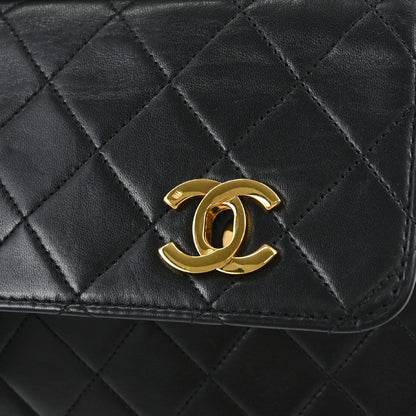 Chanel Black Lambskin Double Turnlock 2way Shoulder Handbag