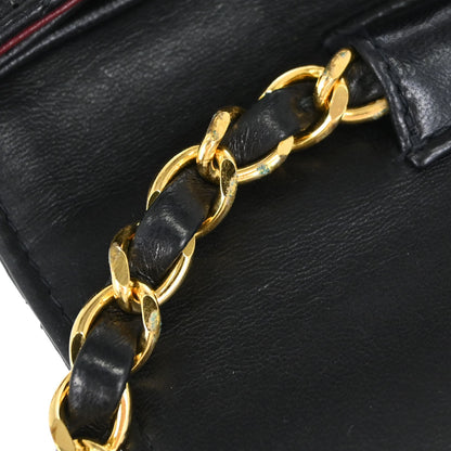 Chanel Black Lambskin Double Turnlock 2way Shoulder Handbag