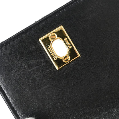 Chanel Black Lambskin Double Turnlock 2way Shoulder Handbag
