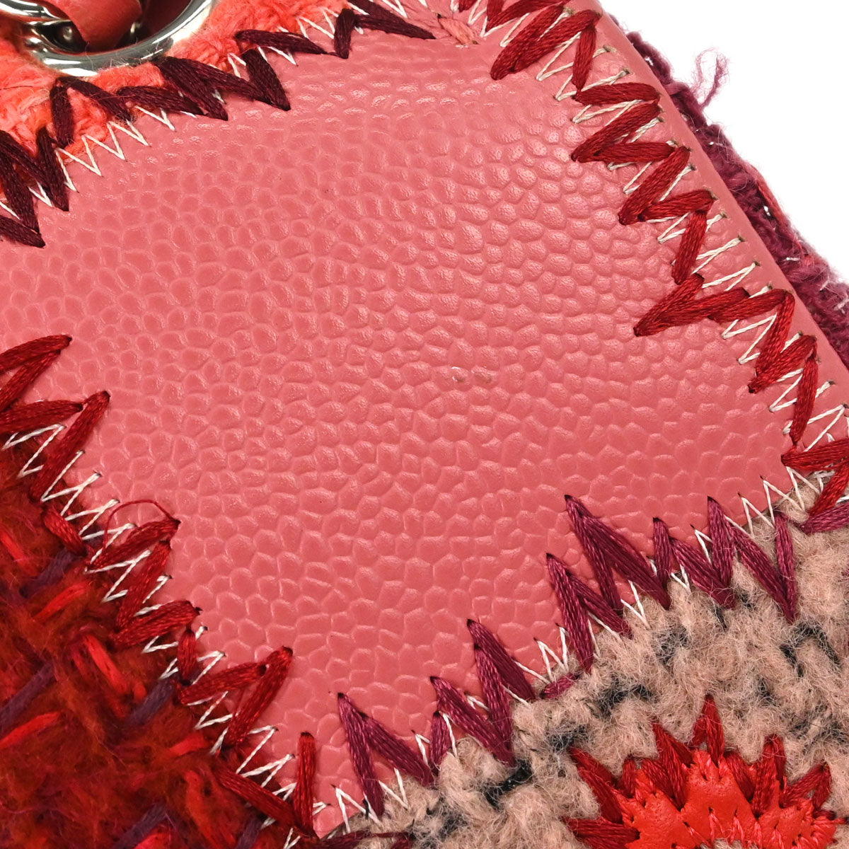 Chanel 2017 Pink Tweed Patchwork Single Flap Shoulder Bag