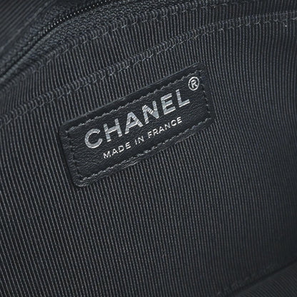 Chanel 2018 Black Denim Tweed Patchwork Single Flap Shoulder Bag