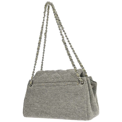 Chanel 2005-2006 Gray Wool Accordion Flap Shoulder Bag