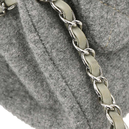 Chanel 2005-2006 Gray Wool Accordion Flap Shoulder Bag