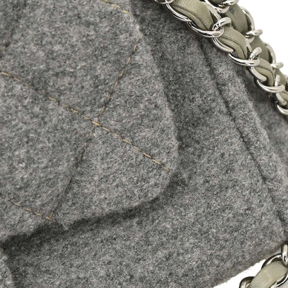 Chanel 2005-2006 Gray Wool Accordion Flap Shoulder Bag