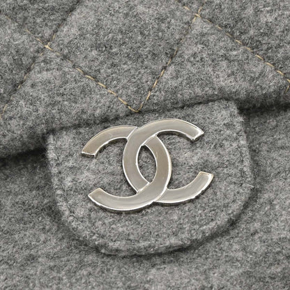 Chanel 2005-2006 Gray Wool Accordion Flap Shoulder Bag