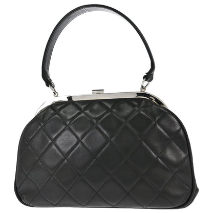 Chanel 1996-1997 Black Lambskin Kiss Lock Handbag