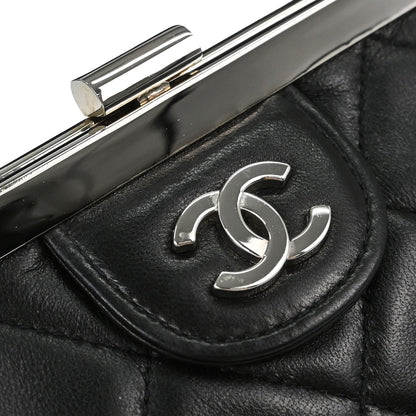 Chanel 1996-1997 Black Lambskin Kiss Lock Handbag