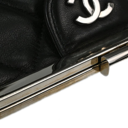 Chanel 1996-1997 Black Lambskin Kiss Lock Handbag