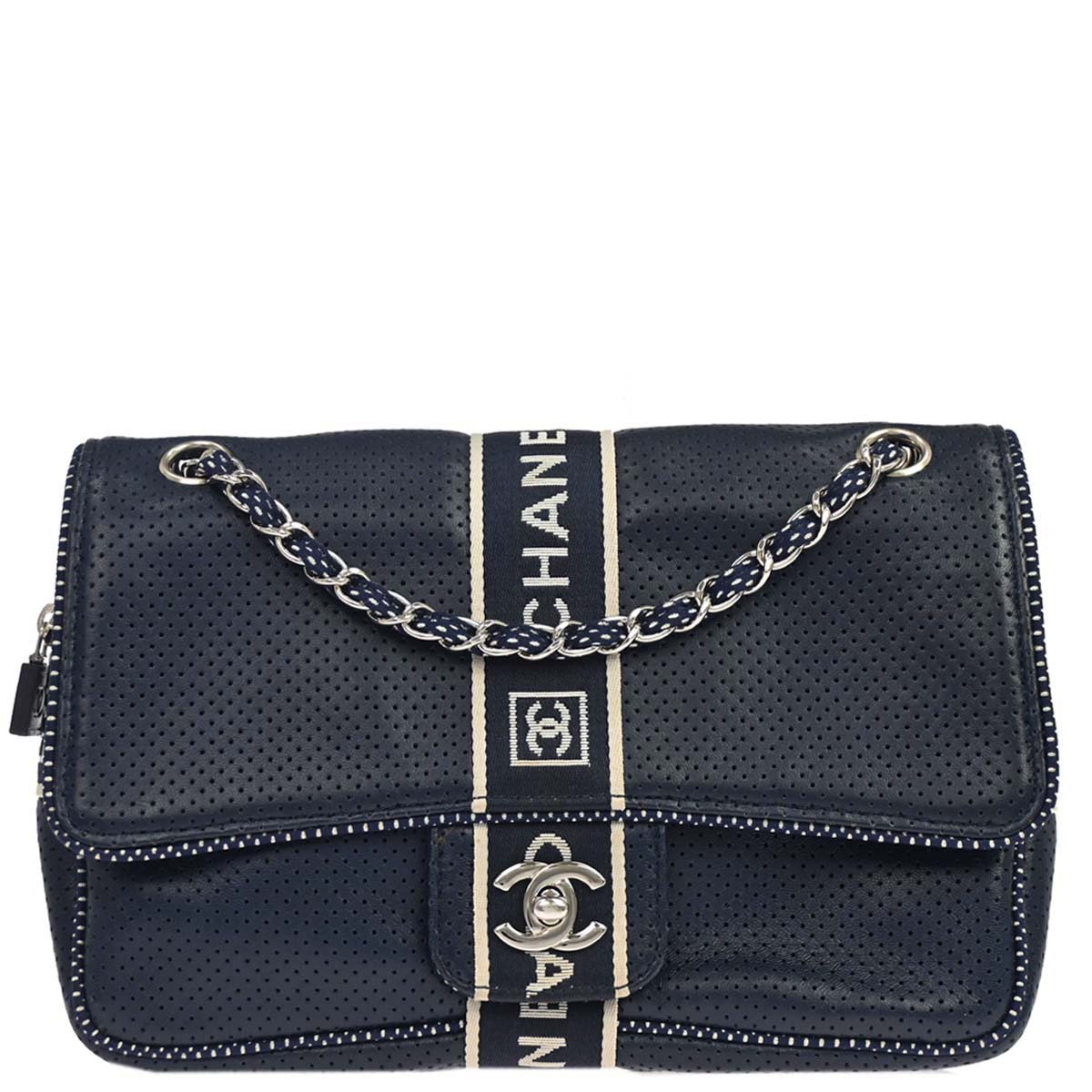 Chanel Navy Perforated Lambskin Sport Line Shoulder Bag