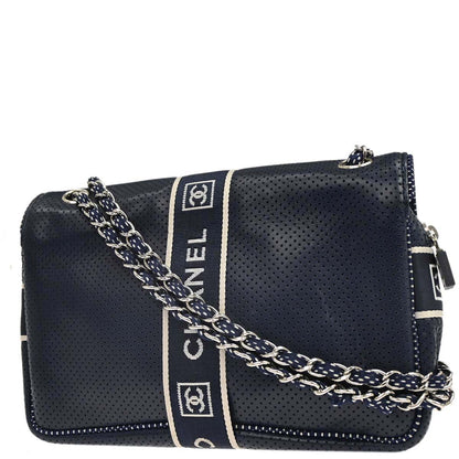 Chanel Navy Perforated Lambskin Sport Line Shoulder Bag