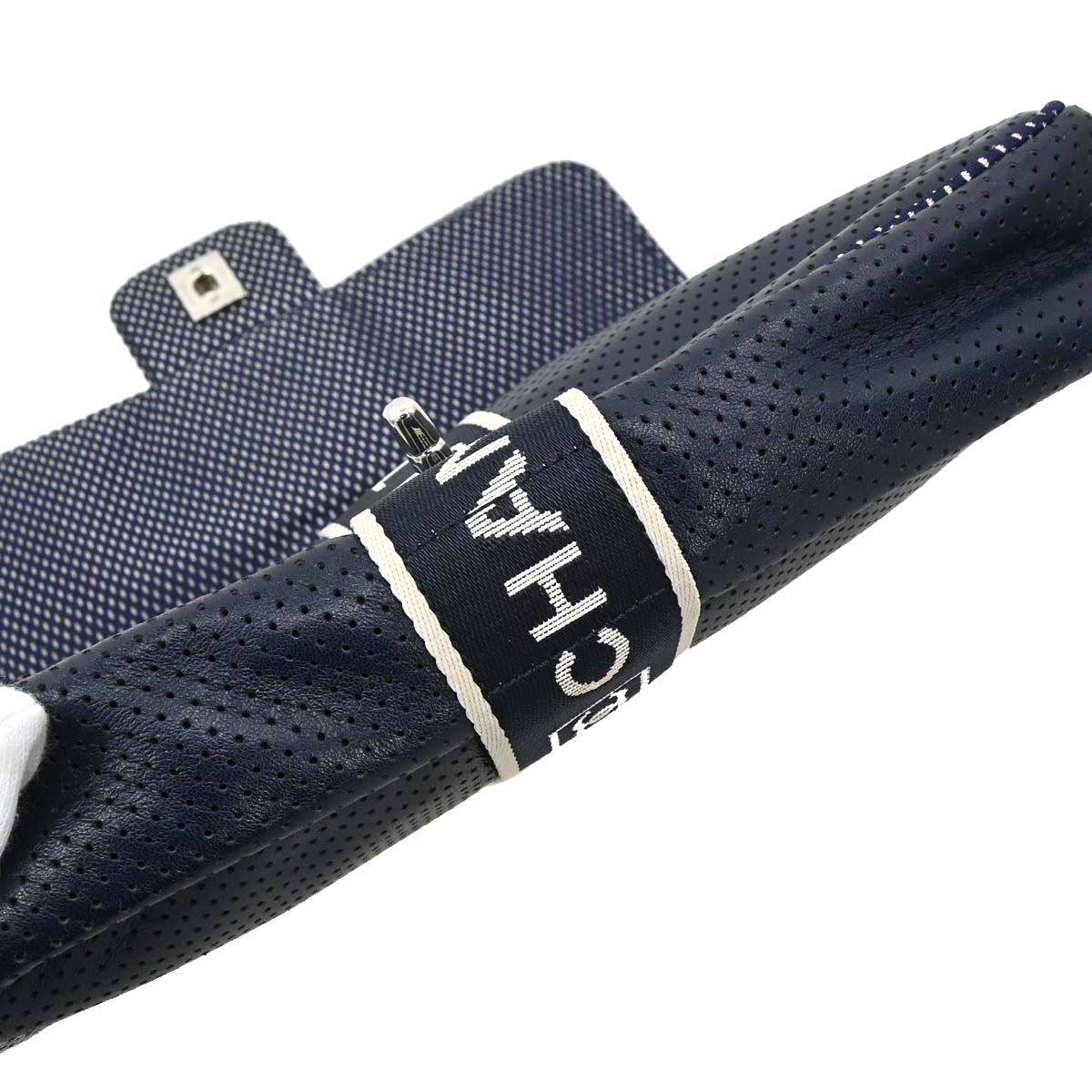Chanel Navy Perforated Lambskin Sport Line Shoulder Bag