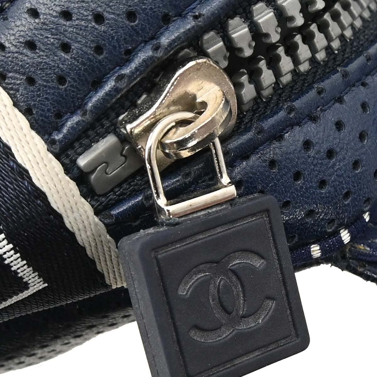 Chanel Navy Perforated Lambskin Sport Line Shoulder Bag