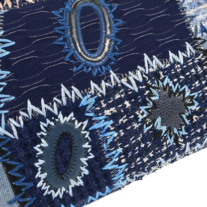 Chanel 2015-2016 Blue Tweed Patchwork Single Flap Shoulder Bag