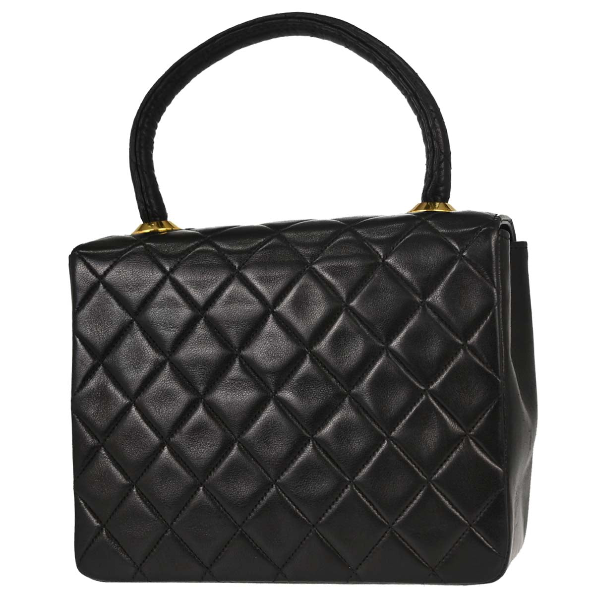Chanel 1991-1994 Black Lambskin Top Handle Handbag