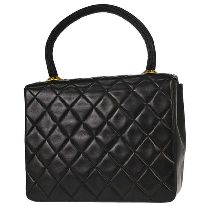 Chanel 1991-1994 Black Lambskin Top Handle Handbag