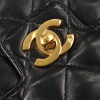 Chanel 1991-1994 Black Lambskin Top Handle Handbag