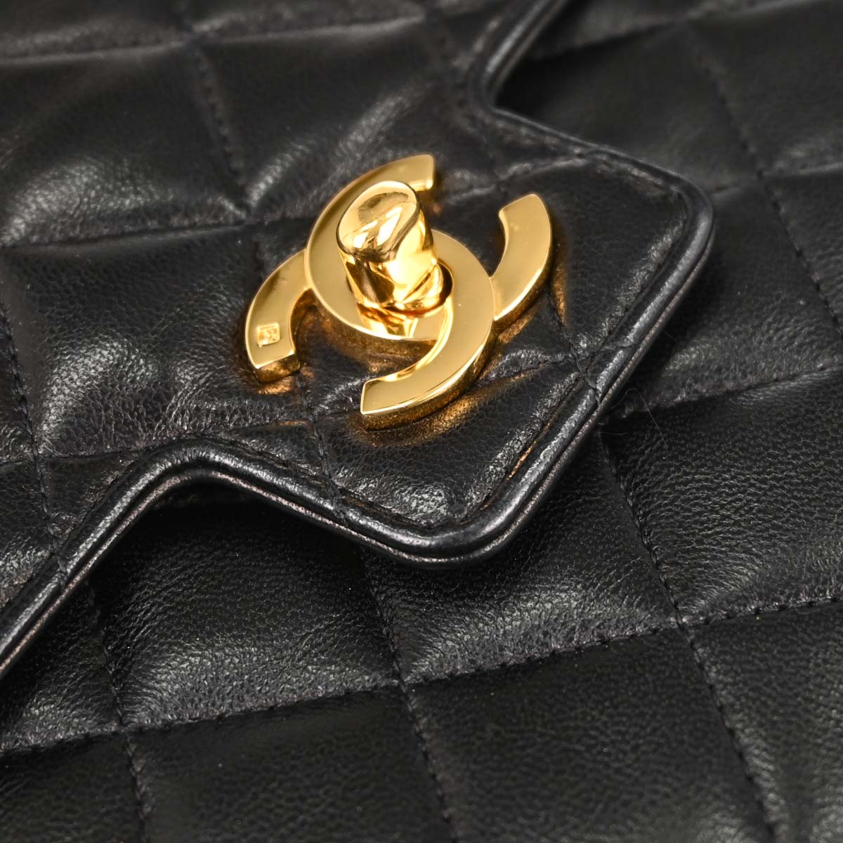 Chanel 1991-1994 Black Lambskin Top Handle Handbag
