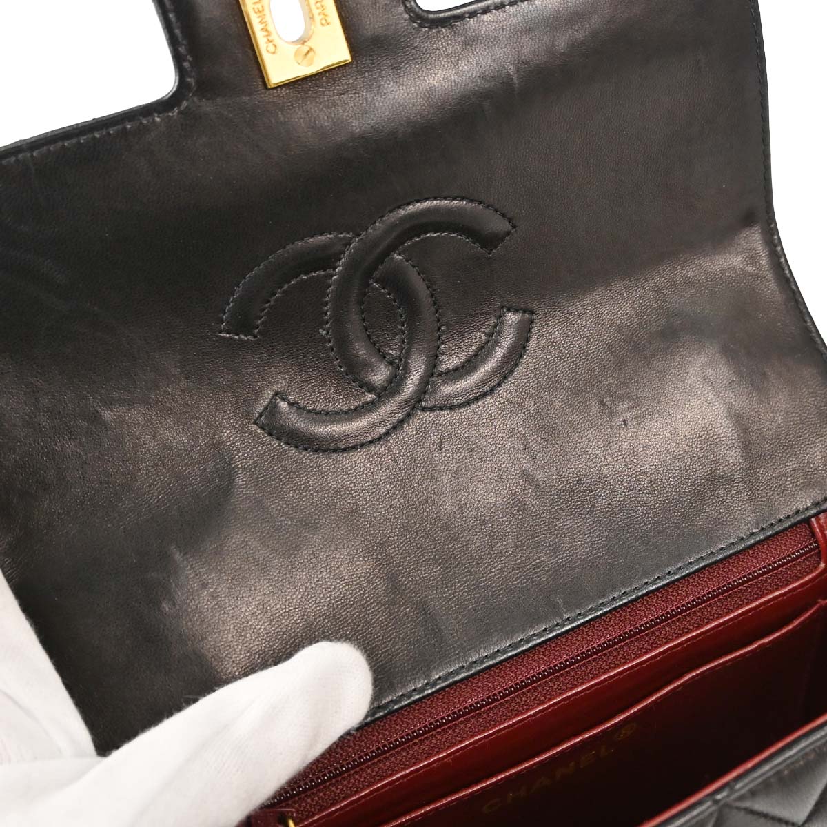 Chanel 1991-1994 Black Lambskin Top Handle Handbag