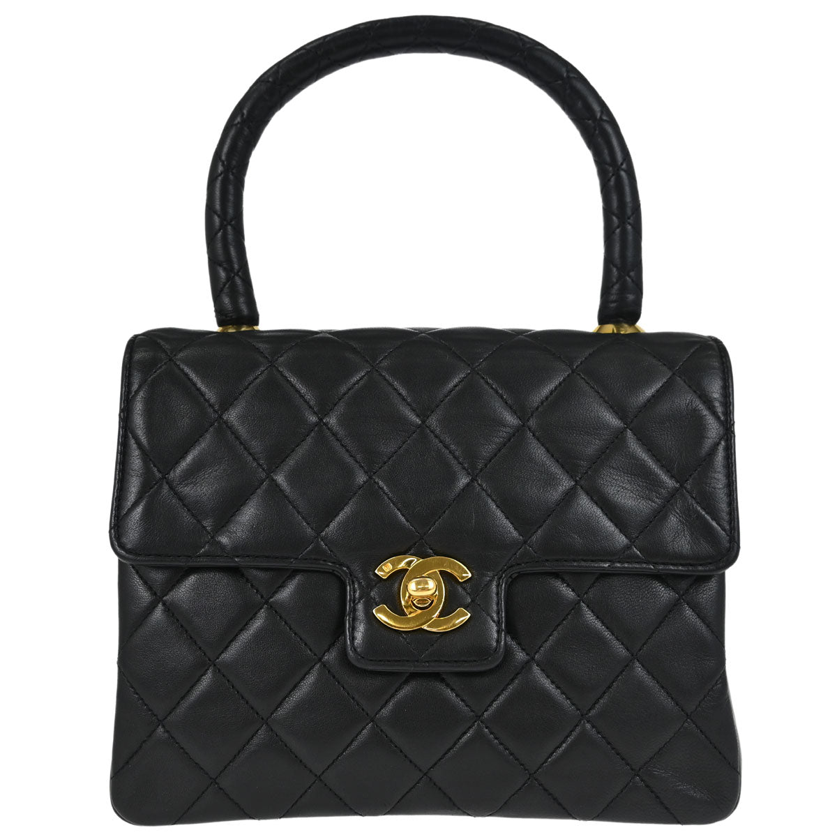 Chanel Black Lambskin Top Handle Handbag