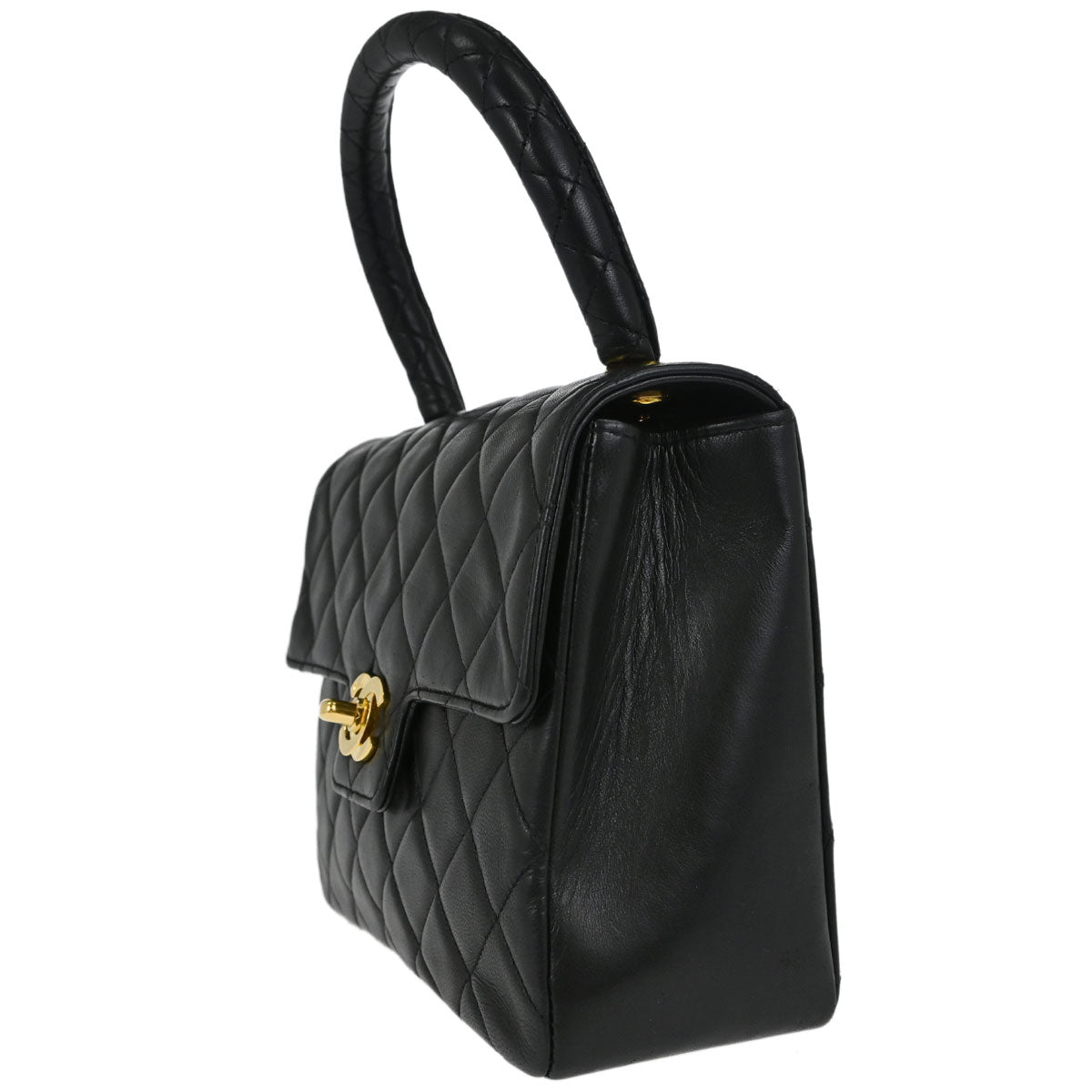 Chanel Black Lambskin Top Handle Handbag