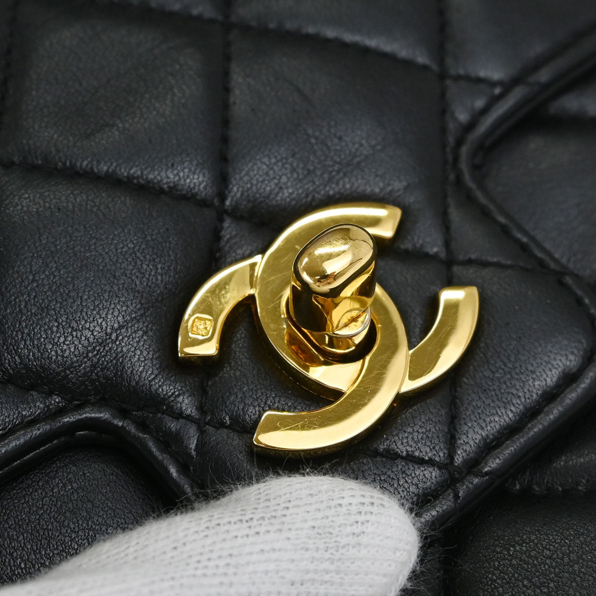 Chanel Black Lambskin Top Handle Handbag