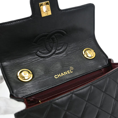 Chanel Black Lambskin Top Handle Handbag