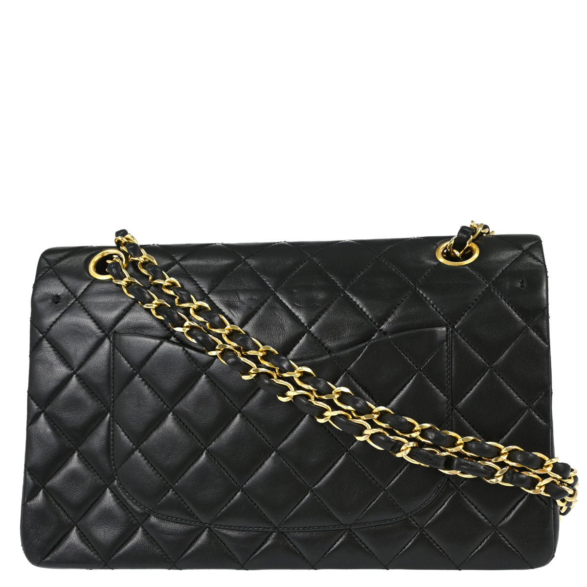 Chanel 1989-1991 Black Lambskin Medium Classic Double Flap Shoulder Bag