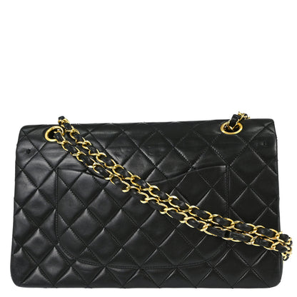 Chanel 1989-1991 Black Lambskin Medium Classic Double Flap Shoulder Bag
