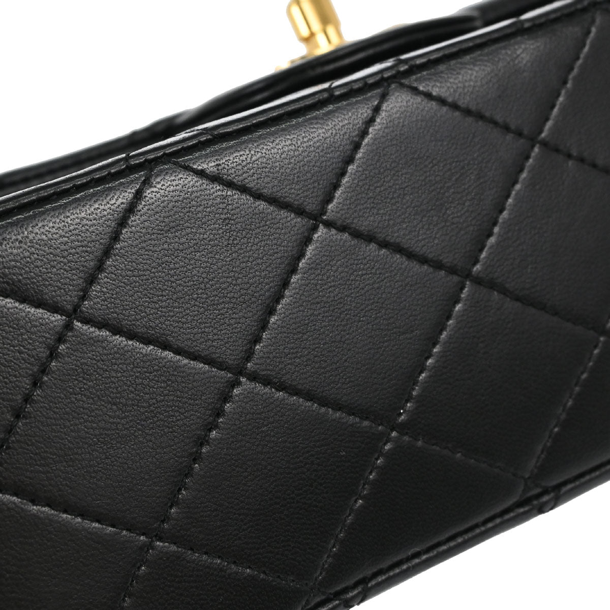 Chanel 1989-1991 Black Lambskin Medium Classic Double Flap Shoulder Bag