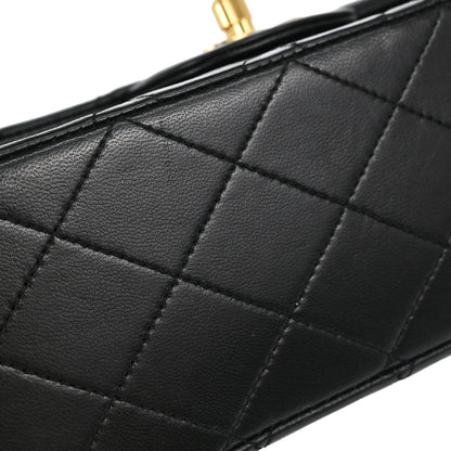 Chanel 1989-1991 Black Lambskin Medium Classic Double Flap Shoulder Bag