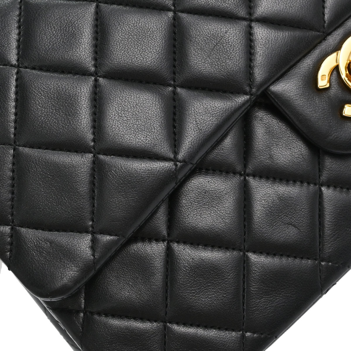 Chanel 1989-1991 Black Lambskin Medium Classic Double Flap Shoulder Bag