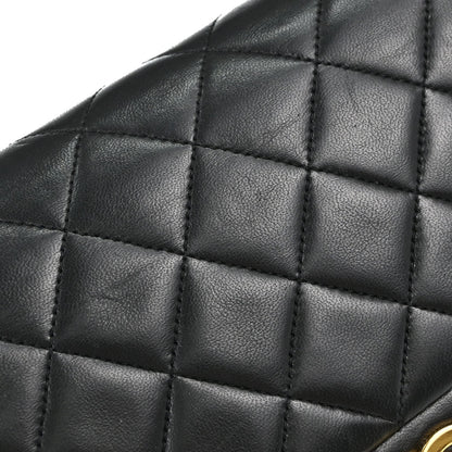 Chanel 1989-1991 Black Lambskin Medium Classic Double Flap Shoulder Bag